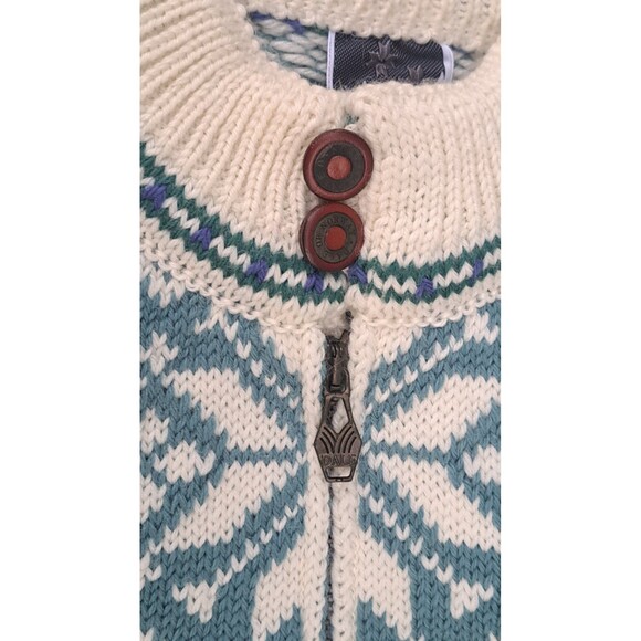 Vintage Dale of Norway Wool Sweater Nordic Snowflake Knit Pullover Cream Blue - Picture 7 of 10